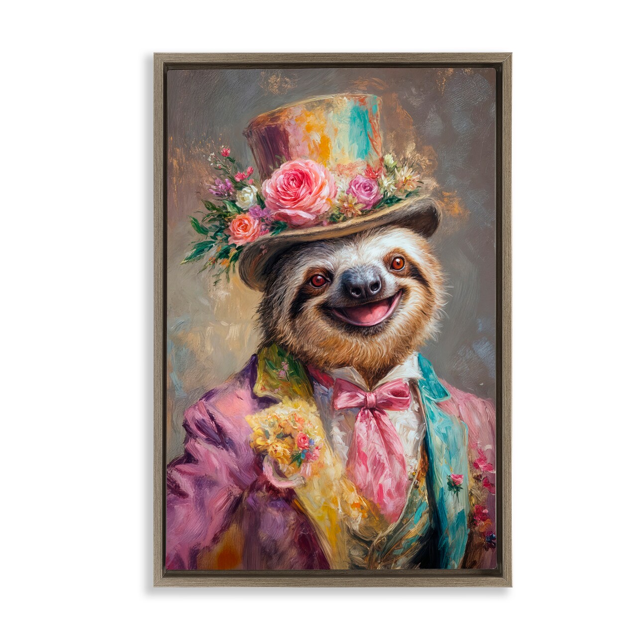 Stupell Industries Victorian Sloth Portrait Floating Frame, design by Wumples